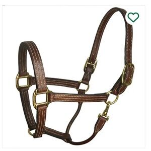 Perri’s NWOT Brown Leather Halter with Gold Accents
